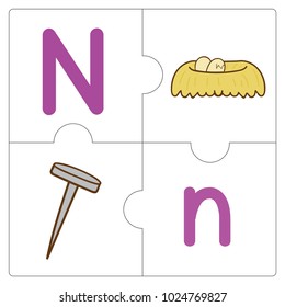 The jigsaw puzzle match words-N