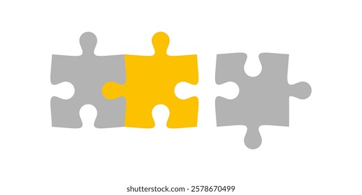 Jigsaw puzzle matching only on one side: brain teaser games concept