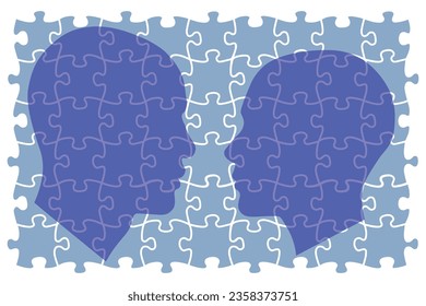 jigsaw puzzle men and women, vector illustration