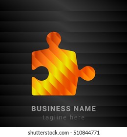 Jigsaw Puzzle Orange, Yellow and Black silk fashion premium icon / Logo