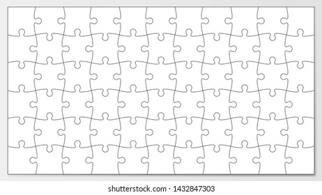 Jigsaw puzzle outline vector white background landscape orientation