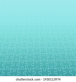 Jigsaw puzzle. Perspective of puzzle grid on separated turquoise background. Clipping mask used. 