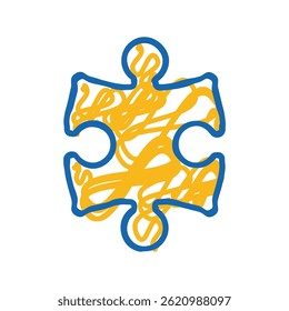 Image vectorielle d'esquisse d'icône doodle de pièce de puzzle. puzzle pièce signe. illustration de symboles isolés