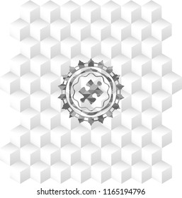 jigsaw puzzle piece icon inside realistic grey emblem with cube white background