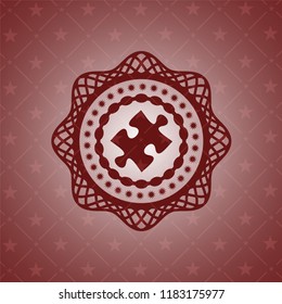 jigsaw puzzle piece icon inside retro red emblem