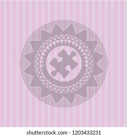jigsaw puzzle piece icon inside retro pink emblem