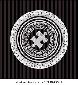 jigsaw puzzle piece icon inside silver badge