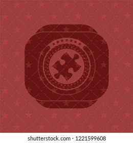 jigsaw puzzle piece icon inside badge with red background