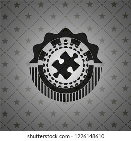 jigsaw puzzle piece icon inside retro style black emblem