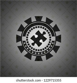 jigsaw puzzle piece icon inside retro style black emblem
