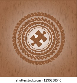 jigsaw puzzle piece icon inside wood signboards