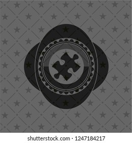 jigsaw puzzle piece icon inside realistic dark emblem