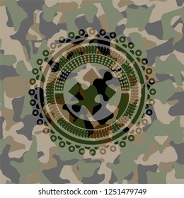 jigsaw puzzle piece icon inside camo emblem