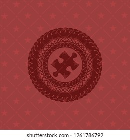jigsaw puzzle piece icon inside badge with red background
