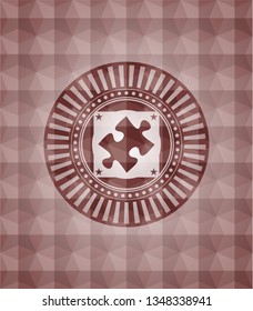 jigsaw puzzle piece icon inside red geometric badge. Seamless.