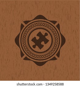 jigsaw puzzle piece icon inside wooden signboards