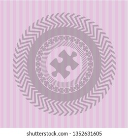 jigsaw puzzle piece icon inside retro style pink emblem