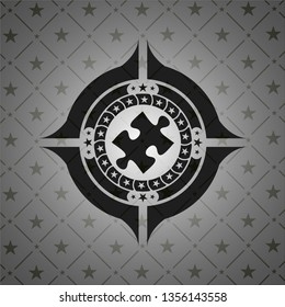jigsaw puzzle piece icon inside retro style black emblem