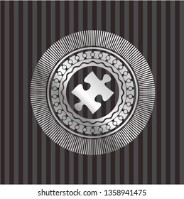 jigsaw puzzle piece icon inside silvery badge