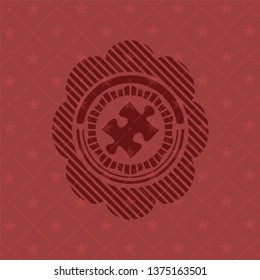 jigsaw puzzle piece icon inside retro red emblem