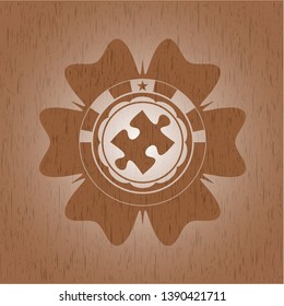 jigsaw puzzle piece icon inside wooden signboards