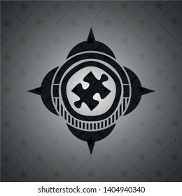 jigsaw puzzle piece icon inside dark emblem