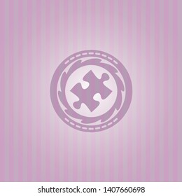 jigsaw puzzle piece icon inside badge with pink background