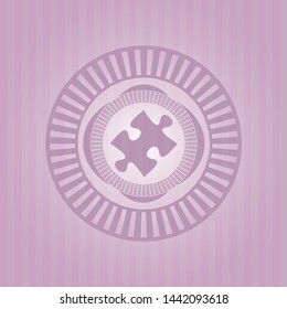 jigsaw puzzle piece icon inside pink icon or emblem