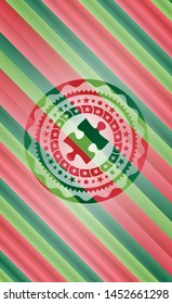 jigsaw puzzle piece icon inside christmas style badge..