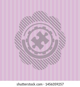 jigsaw puzzle piece icon inside retro style pink emblem