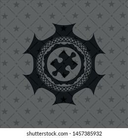 jigsaw puzzle piece icon inside dark badge