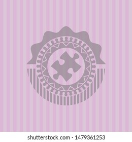 jigsaw puzzle piece icon inside vintage pink emblem