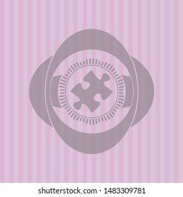 jigsaw puzzle piece icon inside pink icon or emblem
