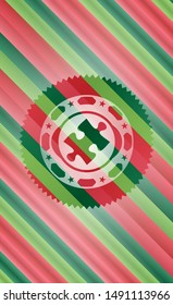 jigsaw puzzle piece icon inside christmas style badge..