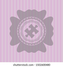 jigsaw puzzle piece icon inside pink icon or emblem