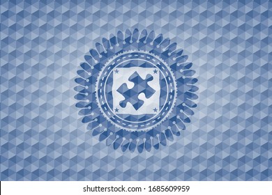 jigsaw puzzle piece icon inside blue hexagon badge.