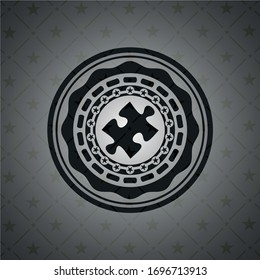 jigsaw puzzle piece icon inside retro style black emblem