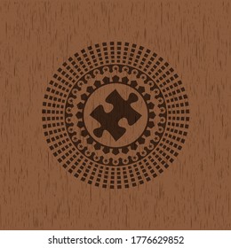 icono de la pieza del rompecabezas dentro de carteles de madera. 
