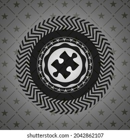 jigsaw puzzle piece icon inside retro style black emblem. 