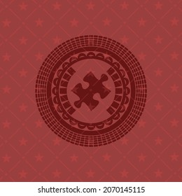 icono de la pieza del rompecabezas dentro del emblema rojo. Vintage. 