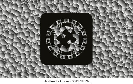 jigsaw puzzle piece icon inside dark icon or emblem with bubbles background. Vector Illustration. Detailed. 
