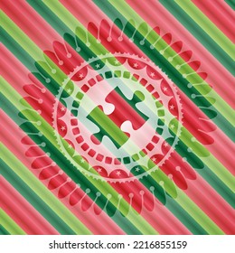 icono de la pieza del rompecabezas dentro del fondo de la placa de navidad. 