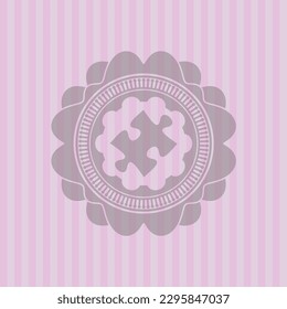 icono de la pieza del rompecabezas dentro del icono o emblema rosado. Diseño conceptual.