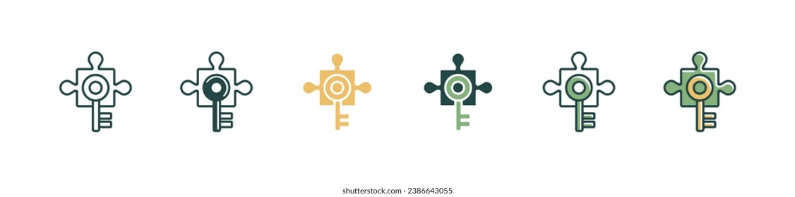 rompecabezas de jigsaw con solución clave para resolver problemas de negocios icono vector estrategia de gestión creativa plan de señalización ilustración para web y app	