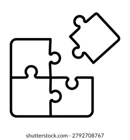 Jigsaw puzzle pieces assembly icon with assembly solution strategy connection business development integration