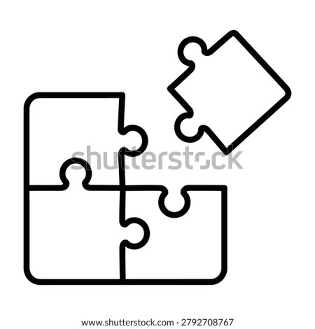 Jigsaw puzzle pieces assembly icon with assembly solution strategy connection business development integration