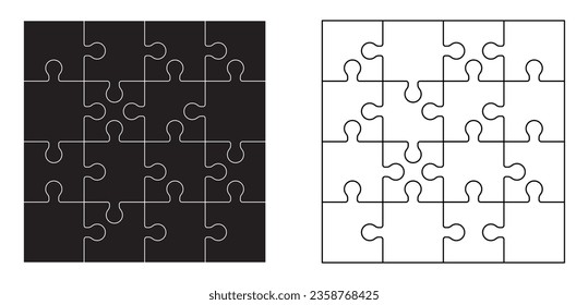 Fondo De Piezas De Rompecabezas. Cuadrícula de mosaico rompecabezas. Ilustración vectorial.