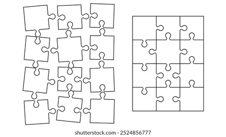 Jigsaw Puzzle Pieces Background. Puzzle Mosaic Grid. Teamwork concept. Vector Illustration.