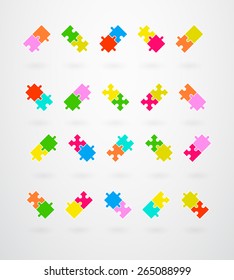 Jigsaw Puzzle Pieces Collection Set Vector