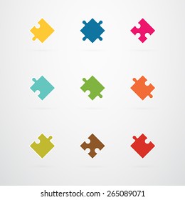Jigsaw Puzzle Pieces Collection Set Vector